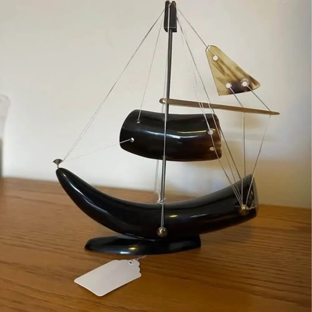 Vintage Midcentury MCM Bone & Horn Clipper Ship